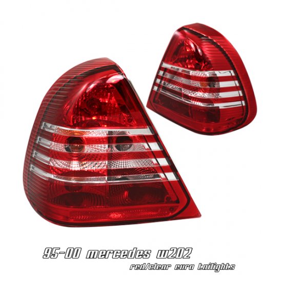 95-00 Mercedes C-Class (W202), Euro Tail Lights, Red