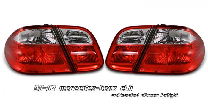 98-03 Mercedes CLK-Class (W208), Euro Tail Lights, Red / Smoked