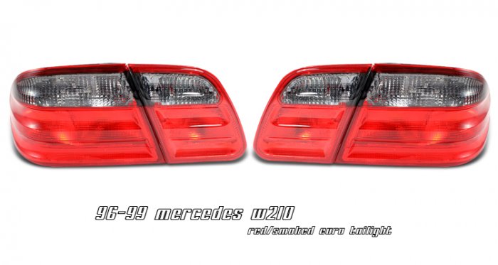 96-02 Mercedes E-Class (W210), Euro Tail Lights, Red / Smoked