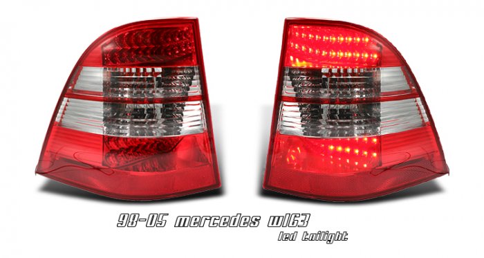 98-05 Mercedes M-Class (W163), LED Tail Lights, Red