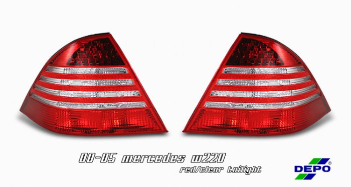 00-05 Mercedes S-Class (W220), Euro Tail Lights, Red