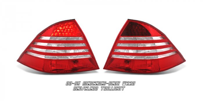 00-05 Mercedes S-Class (W220), LED Tail Lights, Red