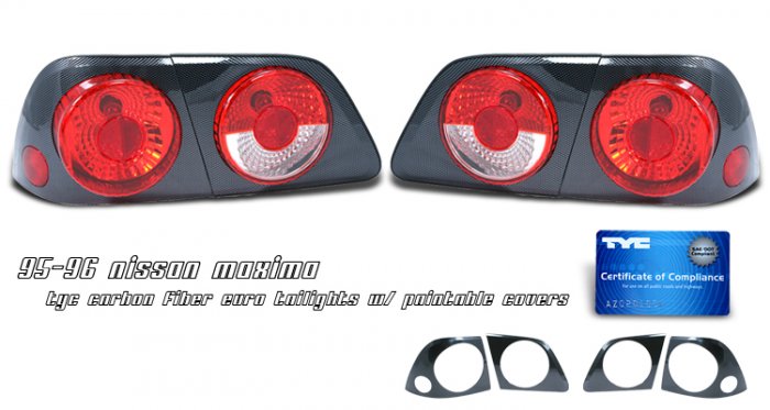 95-96 Nissan Maxima, Altezza Tail Lights, Carbon Fiber (Paintable)