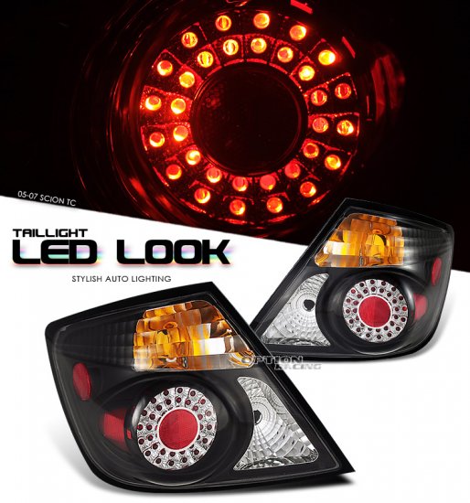 04-09 Scion TC, LED/SED Tail Lights, Black