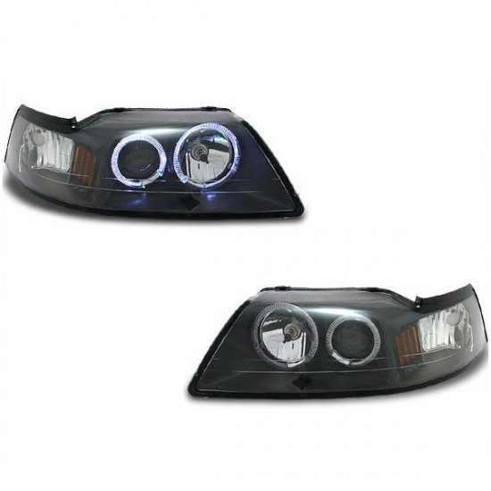 99-04 Ford Mustang, Projector Headlights, Black