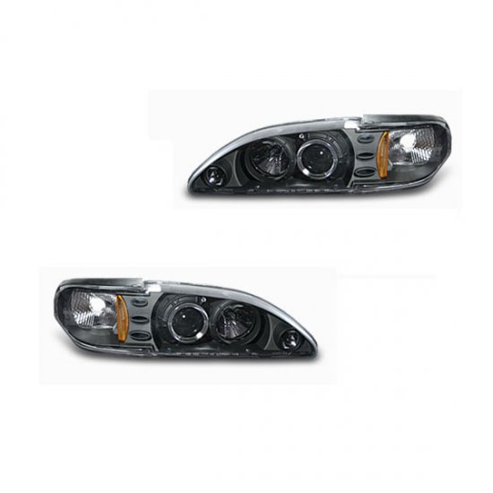 94-98 Ford Mustang, Projector Headlights, Black