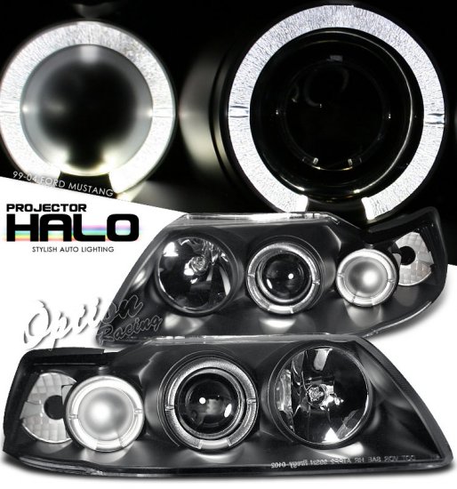 99-04 Ford Mustang, Projector Headlights, Black