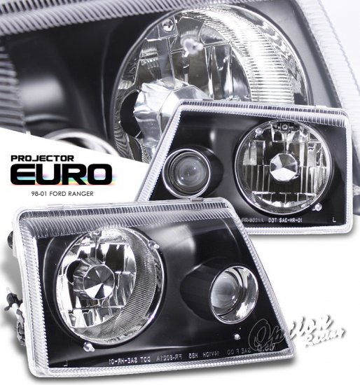 98-01 Ford Ranger, Projector Headlights, Black