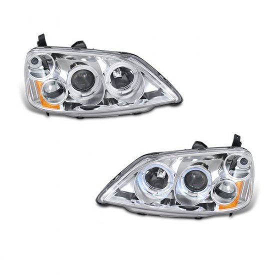 01-03 Honda Civic, Projector Headlights (Chrome)