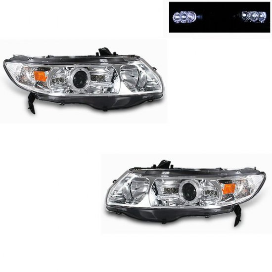 06-08 Honda Civic 2Dr, Projector Headlights, Chrome
