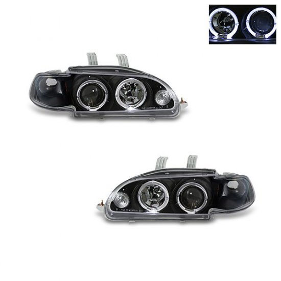 92-95 Honda Civic 2Dr/3Dr, Projector Headlights (Black)