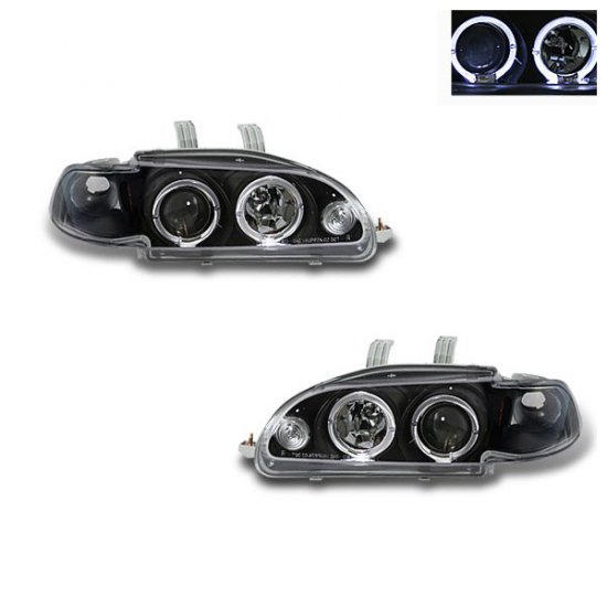 92-95 Honda Civic 4Dr, Projector Headlights (Black)