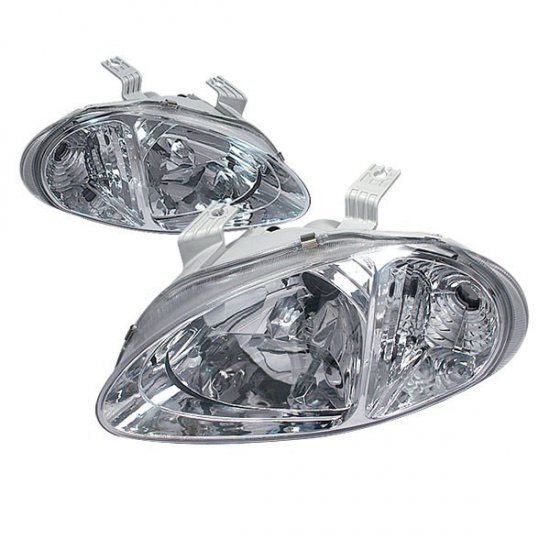 93-95 Honda Del Sol, Crystal Headlights (Chrome)