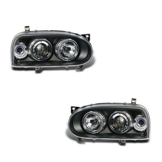 93-98 VW Golf Mk3, Projector Headlights (Black)