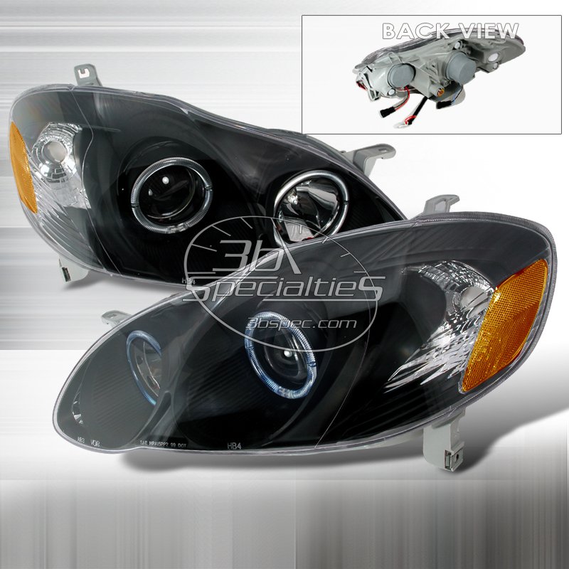 Spec-D: 03-08 Toyota Corolla, Projector Headlights, Black
