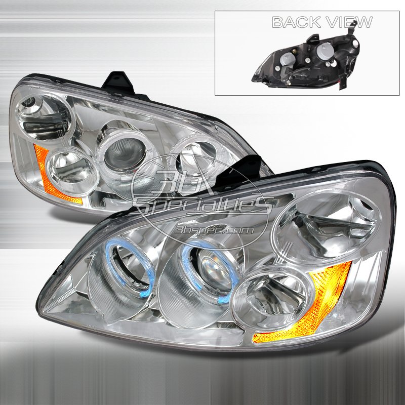 Spec-D: 01-03 Honda Civic 2Dr/4Dr, Projector Headlights (Chrome)