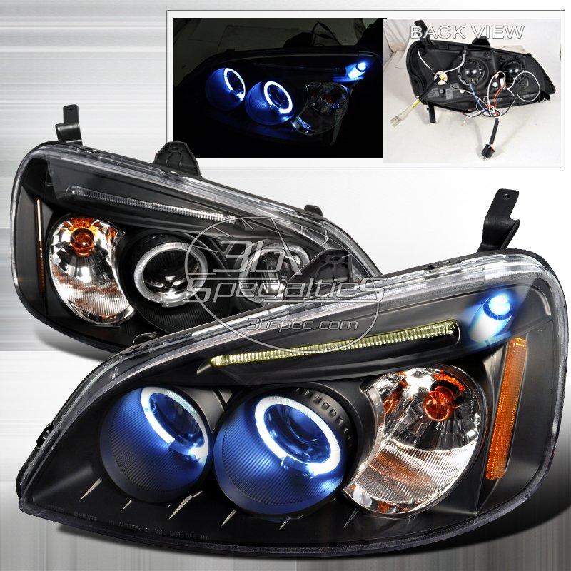 Spec-D: 01-03 Honda Civic 2Dr/4Dr, Projector Headlights (Black)