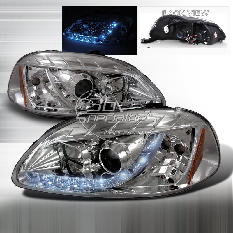 Spec-D: 96-98 Honda Civic, Projector Headlights (Chrome)
