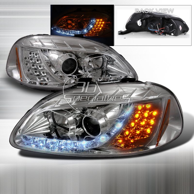 Spec-D: 96-98 Honda Civic, Projector Headlights (Chrome)
