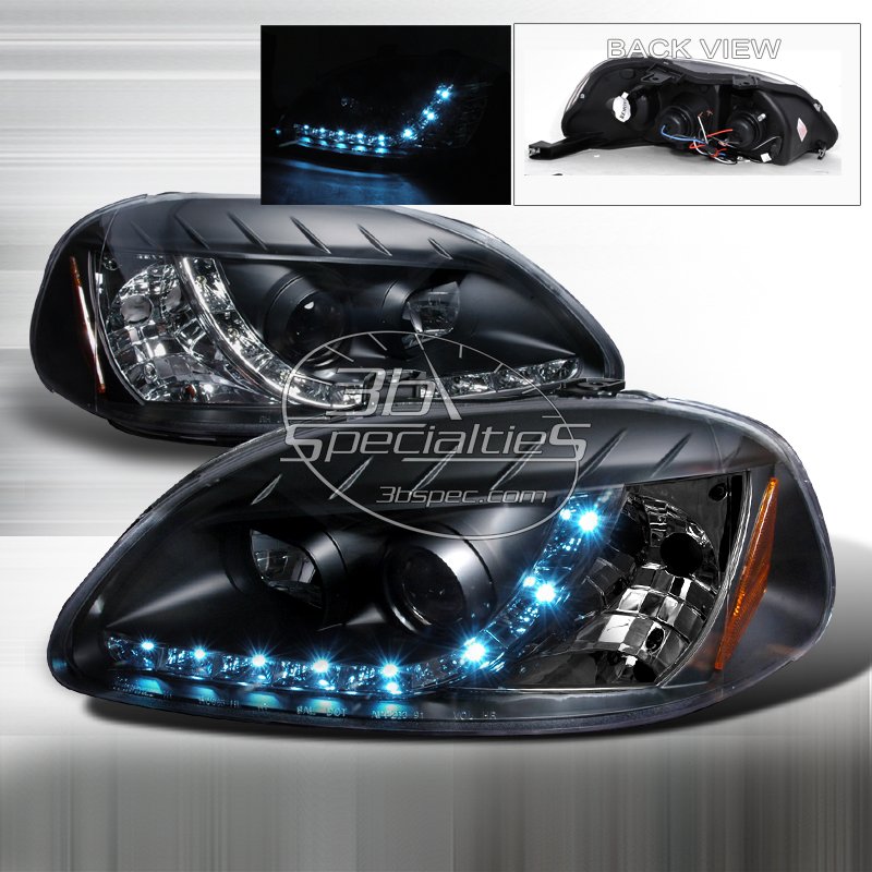 Spec-D: 96-98 Honda Civic, Projector Headlights (Black)