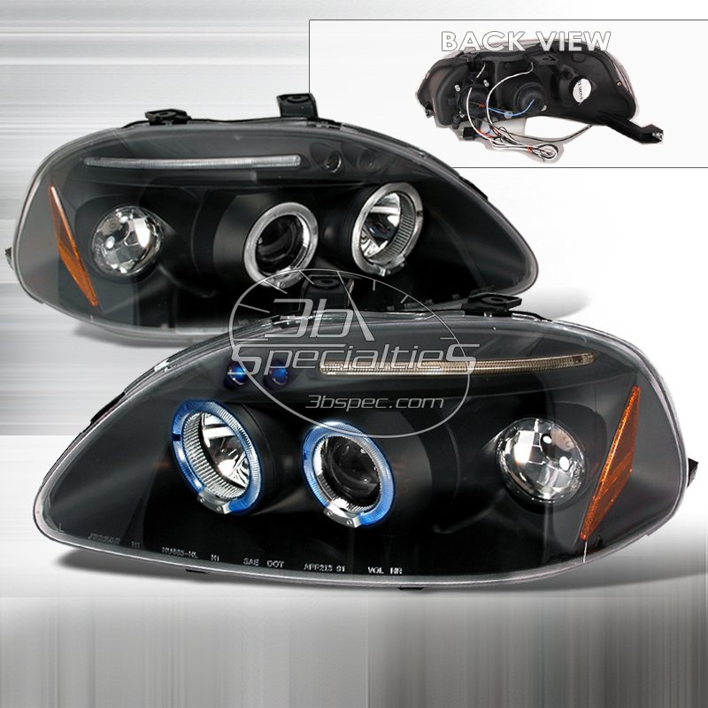 Spec-D: 96-98 Honda Civic, Projector Headlights (Black)