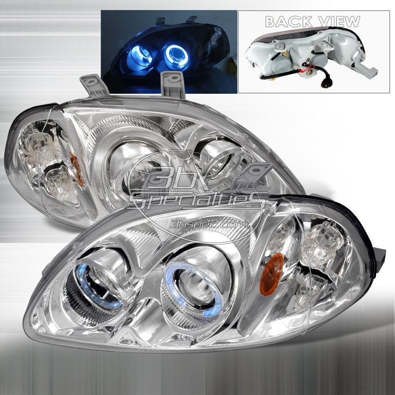 Spec-D: 96-98 Honda Civic, Projector Headlights (Chrome)