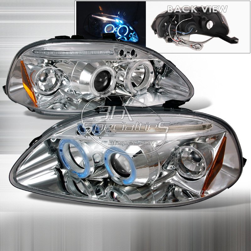 Spec-D: 96-98 Honda Civic, Projector Headlights (Chrome)