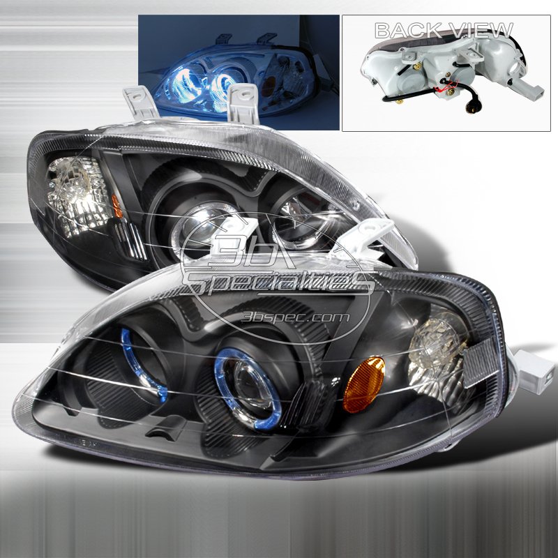 Spec-D: 99-00 Honda Civic, Projector Headlights (Black)
