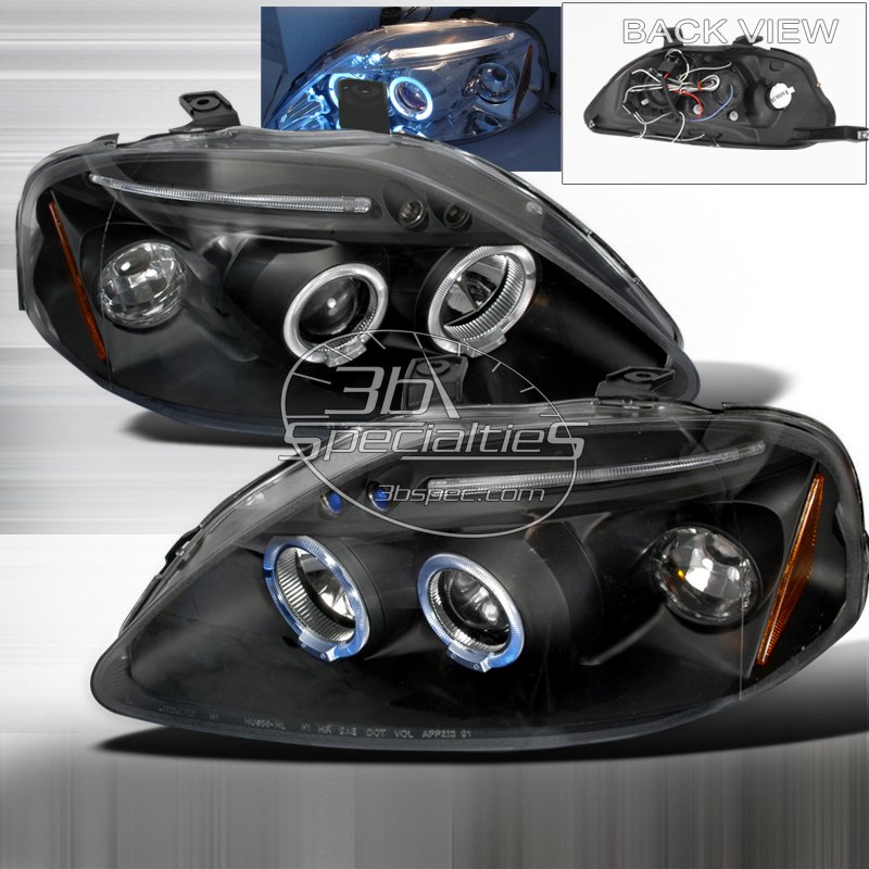 Spec-D: 99-00 Honda Civic, Projector Headlights (Black)
