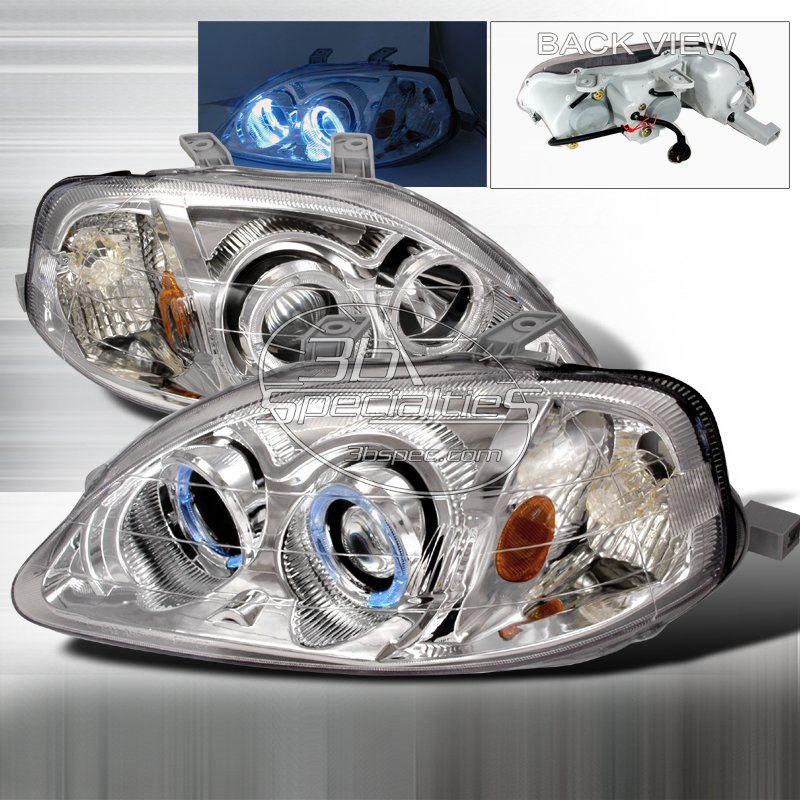 Spec-D: 99-00 Honda Civic, Projector Headlights (Chrome)