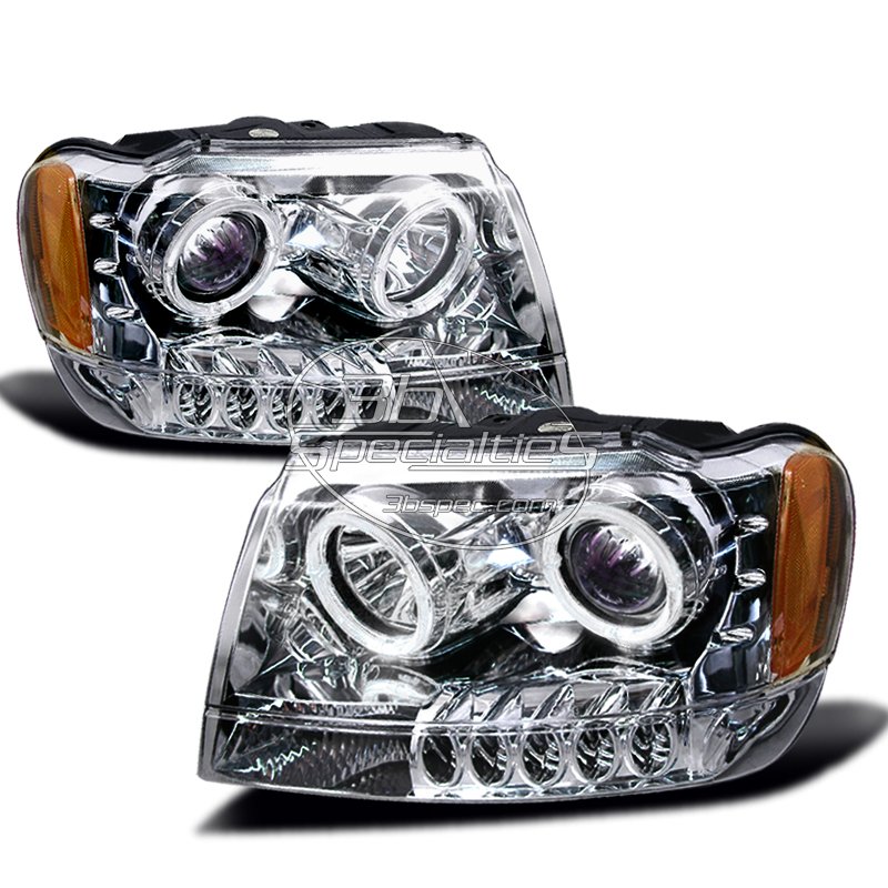 Spec-D: 99-04 Jeep Grand Cherokee; Projector Headlights (Chrome)
