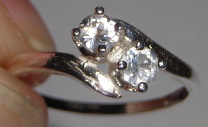 White Zircon Bypass Ring