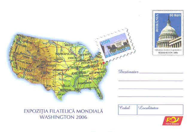 USA MAP on postal stationery ROMANIA 2006