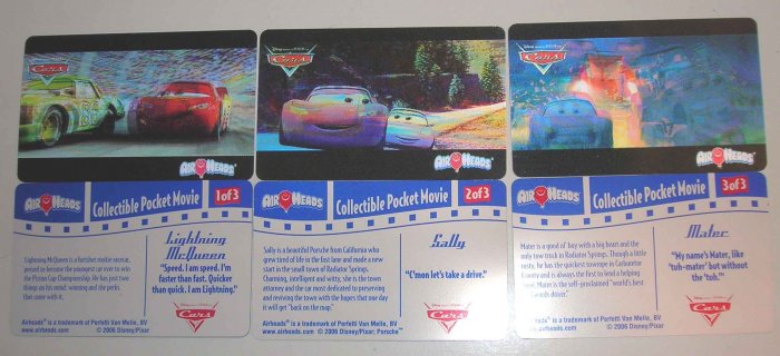 Disney CARS 3 Card Lenticular Airheads Candy Promo Set LE