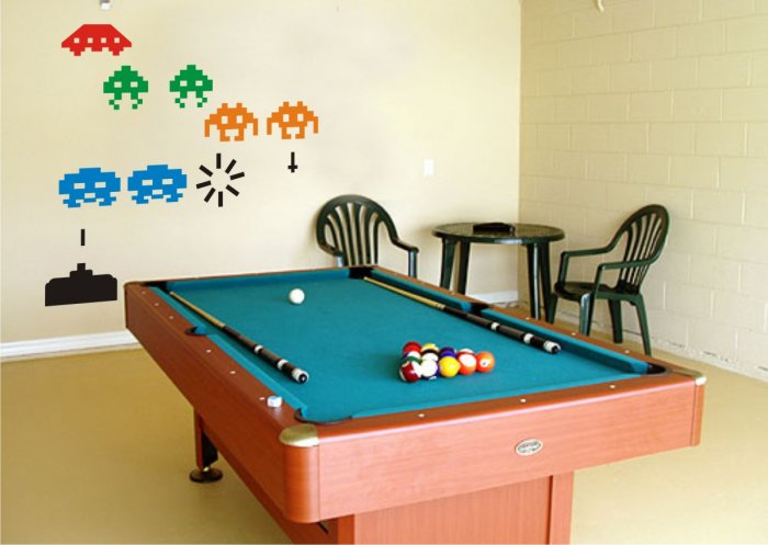 vinyl wall art decal huge space invaders apprx.12x10 ea