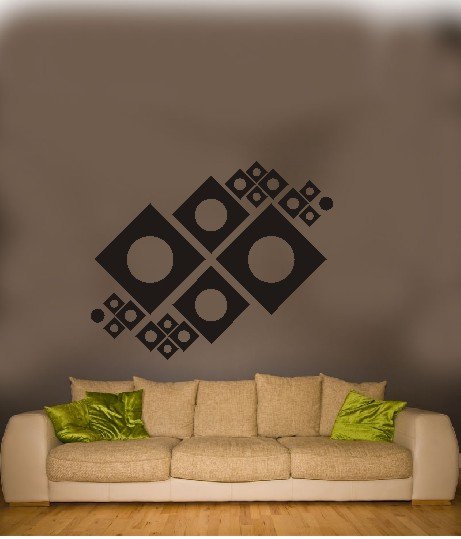 vinyl wall art mechanical squares decal (46" x 38")
