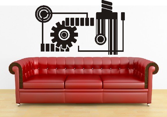 vinyl wall art mechanical urban decal (28" x 46")