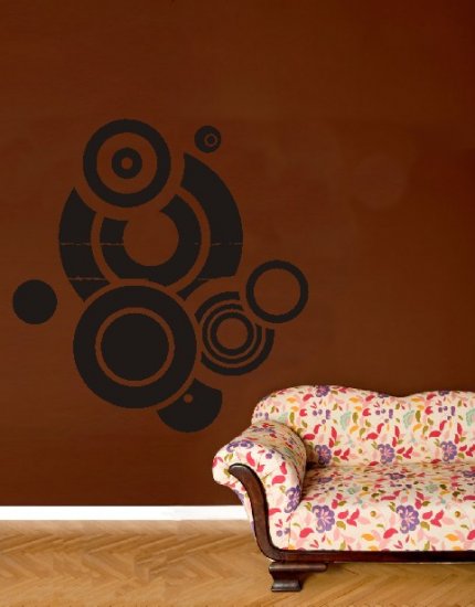 vinyl wall art grunge circles decal (45" x 47")