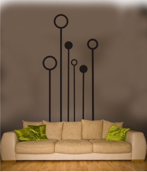 vinyl wall art decal stemmed circles 30" x 60"