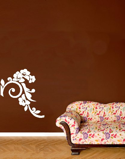 vinyl wall art decal . medium japanese floral . 22 inches x 25 inches
