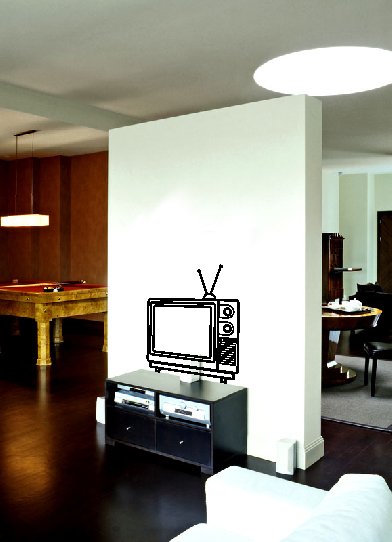 vinyl wall art decal . vintage retro television . 22 inches x 25 inches