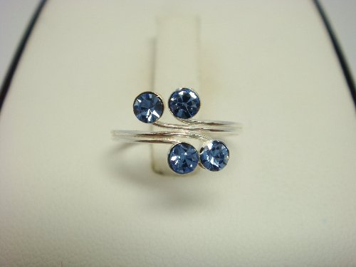 925 Sterling Silver Topaz Blue Crystal Toe Ring