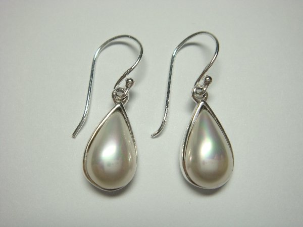 Sterling Silver Dangle Earrings Set Pear Pearl