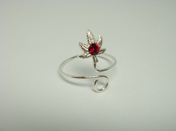 Sterling Silver Rose Pink Crystal Toe Ring