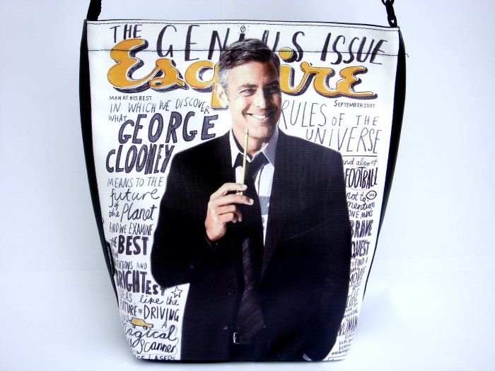 George Clooney Esquire Magazine Large Messenger Bag Purse
