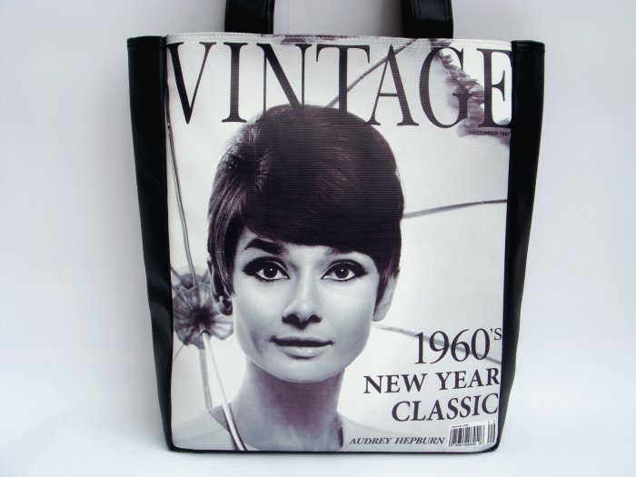 Audrey Hepburn Vintage 1960's Large Tote Shoulder Bag Purse
