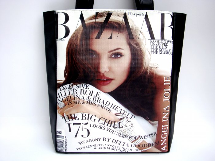 Angelina Jolie Bazaar Magazine Large Tote Shoulder Bag Purse