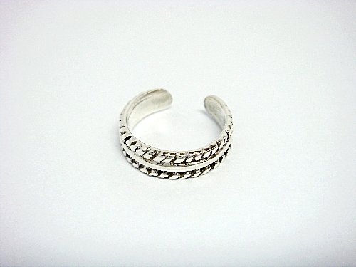 925 Sterling Silver Double Band Twist Adjustable Toe Ring