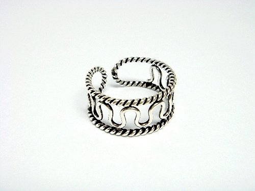925 Sterling Silver Filigree Design Adjustable Size Toe Ring