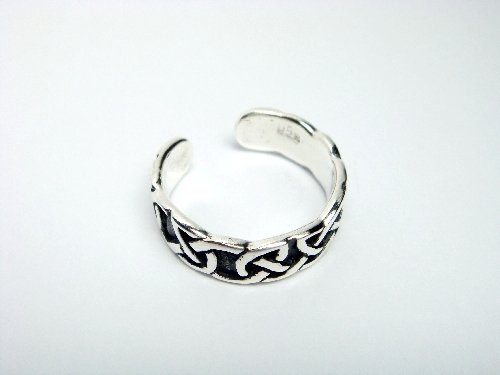 925 Sterling Silver Celtic Oxidized Adjustable Toe Ring
